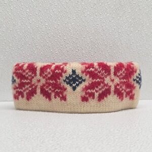 Vintage Eddie Bauer Wool White Red Blue Winter Headband